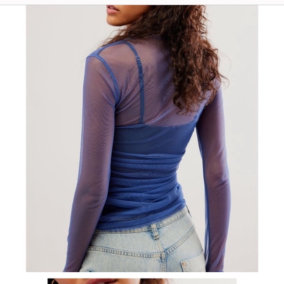 Intimately free people x REVOLVE  last layer long sleeve sheer top in FJORD XS - Picture 3 of 8